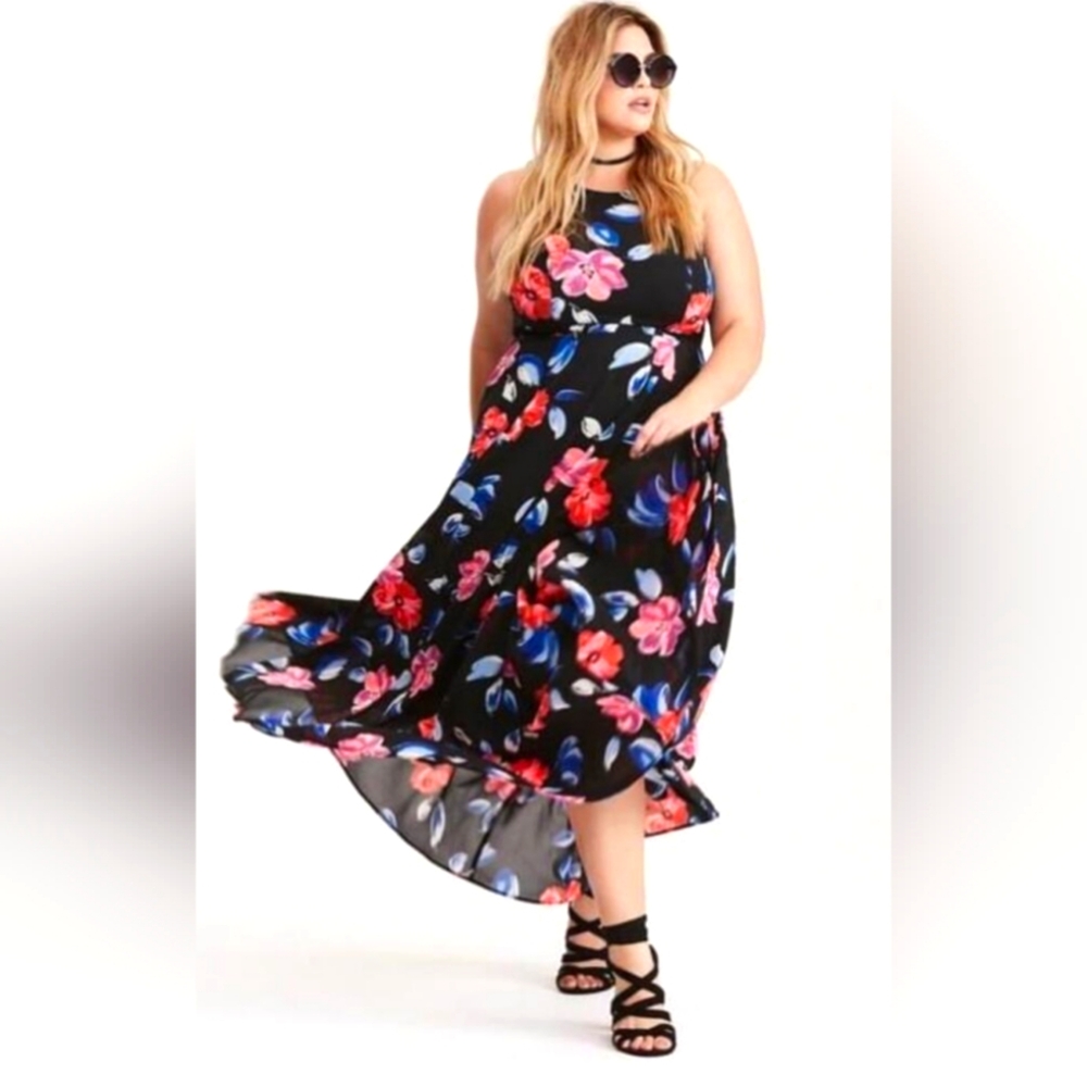 Torrid Floral Print High Neck Maxi Dress (size 16)